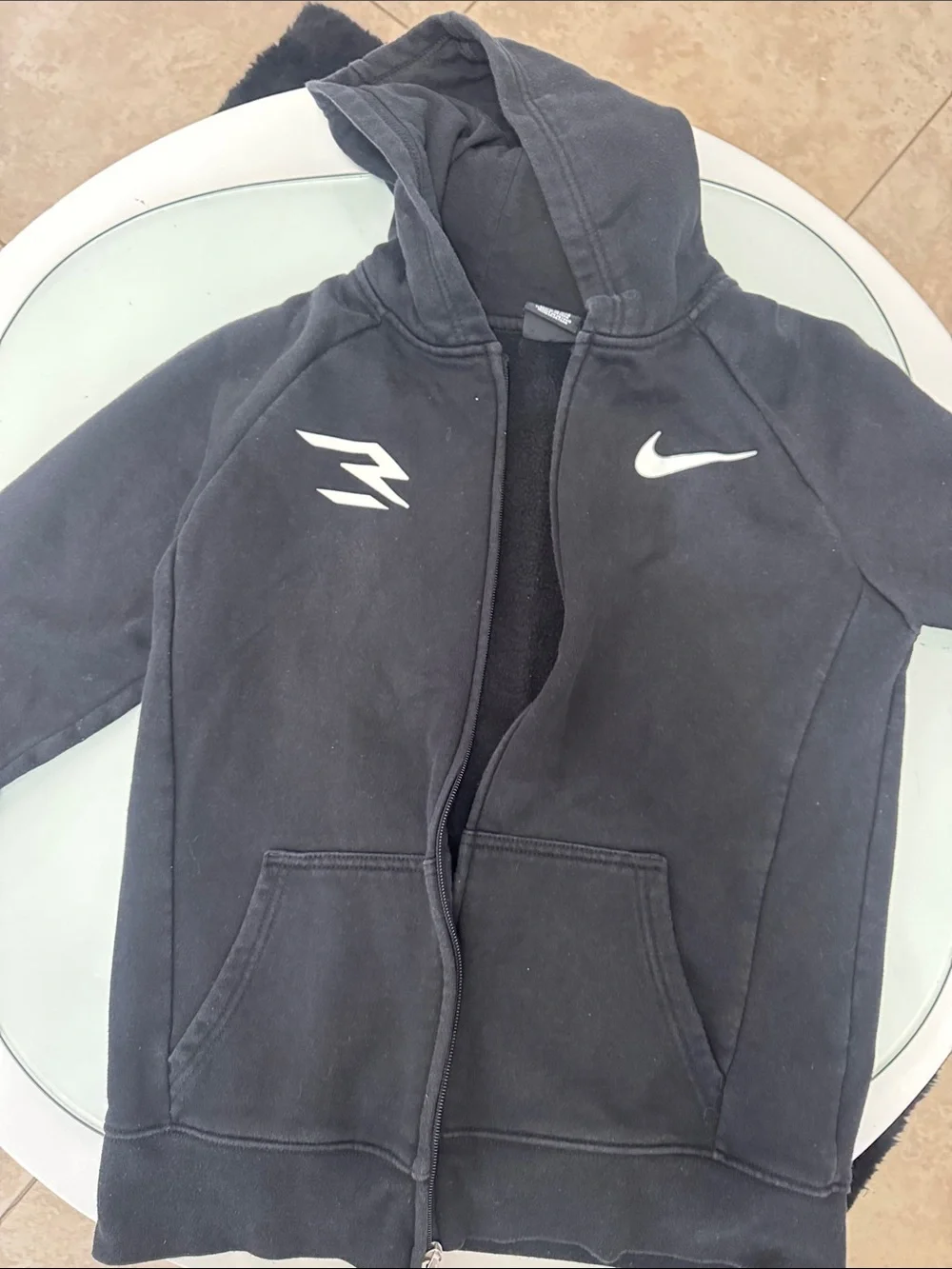 Nike Black Kids' Zip Hoodie with White Swoosh